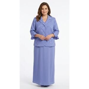 LADY DORBY Women's Vintage  Two Piece Set  Maxi Dress Jacket 2XL Rayon Formal